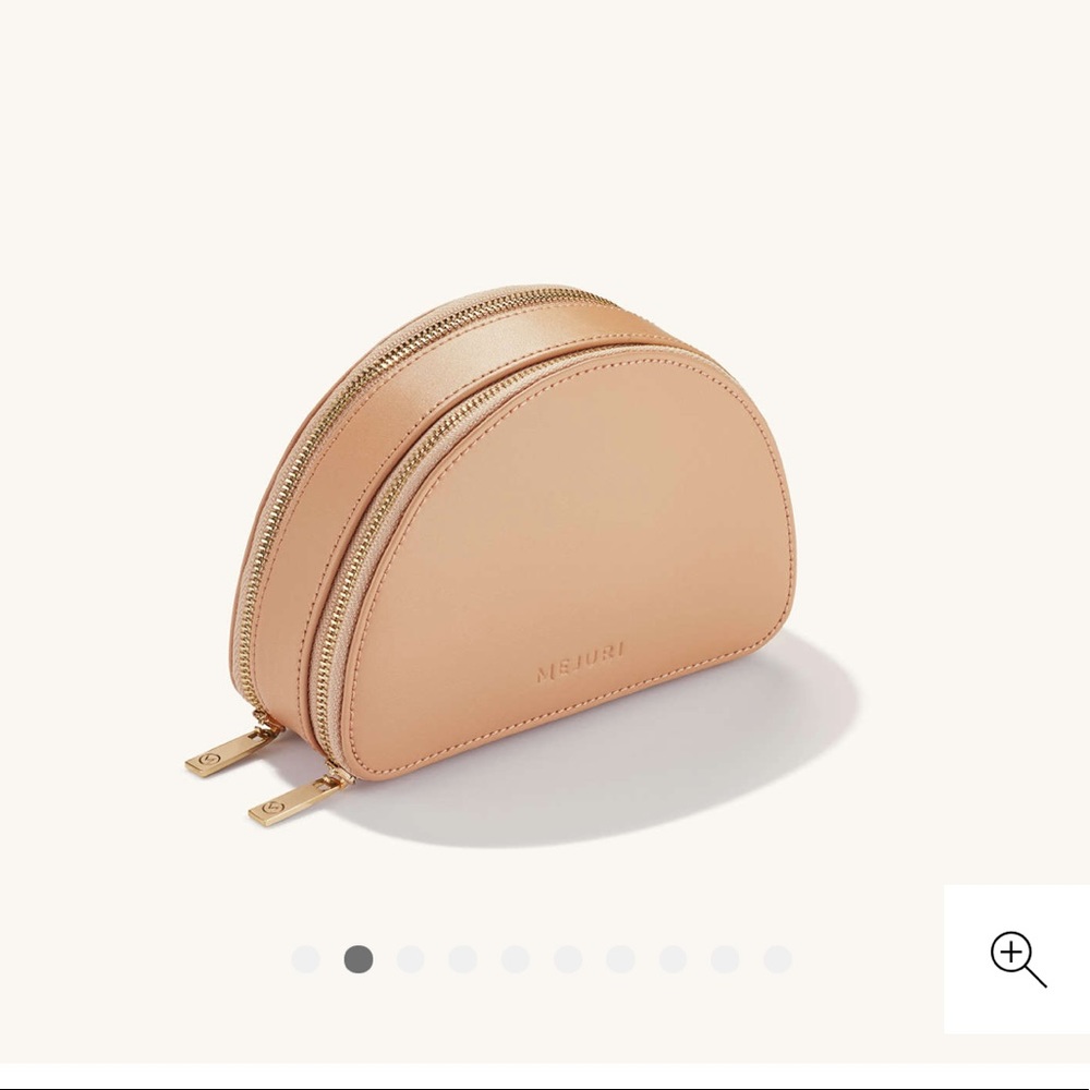 Mejuri Half Moon Beige Leather Jewelry Case